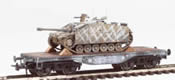 German WWII Stug III Winter Camo loaded on a heavy 4 axle DRB flat car